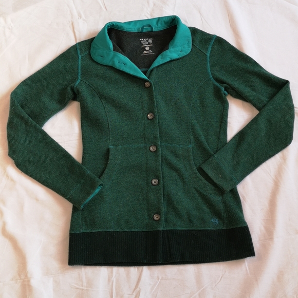Mountain Hardwear Sweaters - Mountain Hardware Green Button Up Wool Sweater Jacket